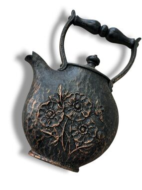 Vintage 1972 HOMCO 7262 Teapot Kettle Wall Plaque Floral Black Copper USA
